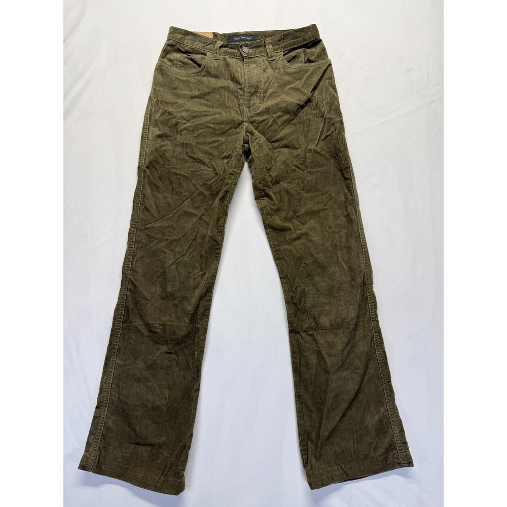 Calvin Klein Corduroy‎ Ankle Pants Womens 4 Olive Green Mid Rise Bootcut Leg